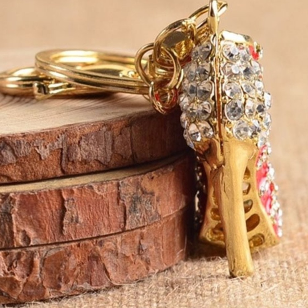 Multi Color Rhinestone Fashion Shoe Key Ring - Picture 4 of 5